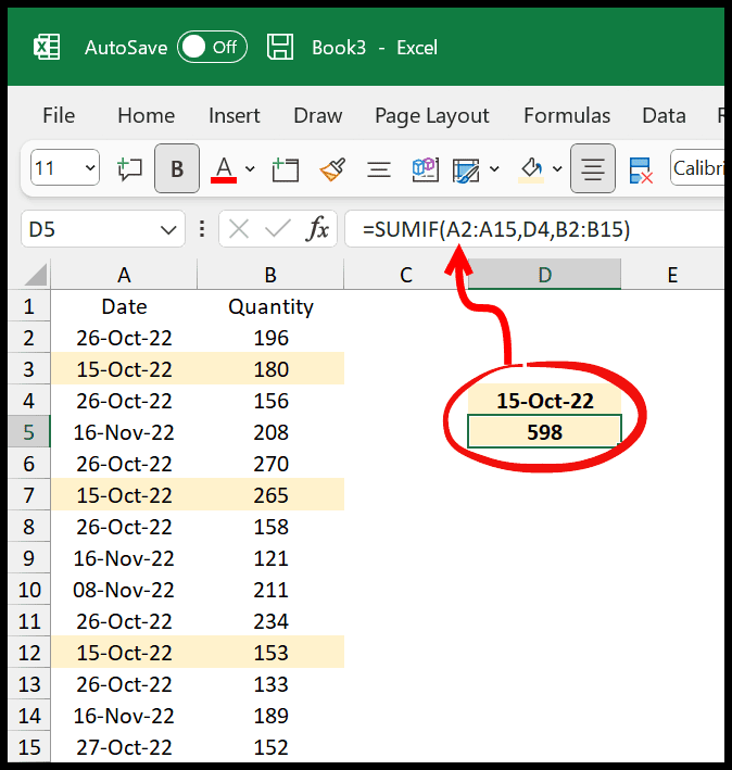 SUMIF By Date (Sum Values Based on a Date)