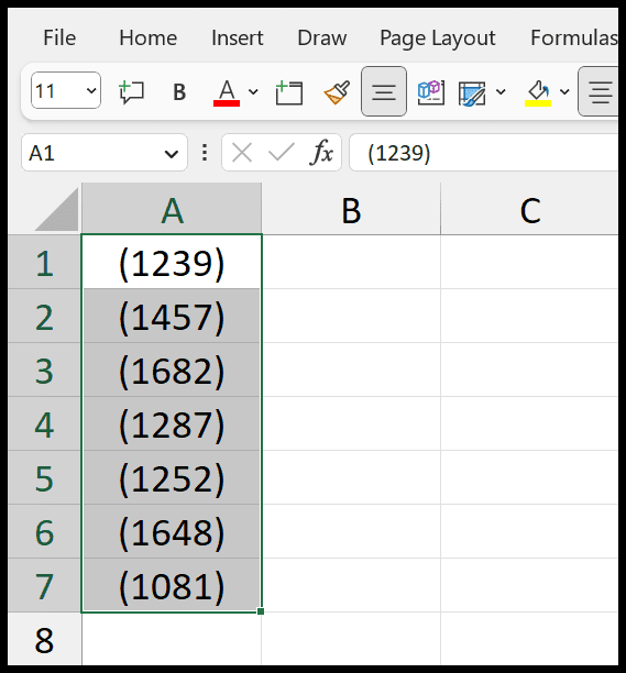 How to remove parentheses in excel brackets formula 