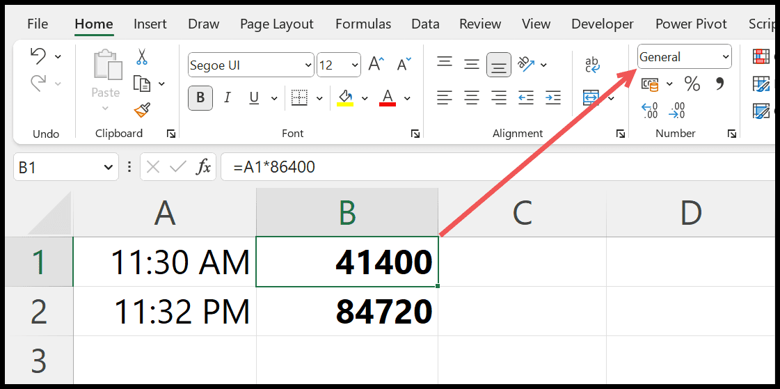 How to Convert Time Value into Seconds in Excel (Formula)