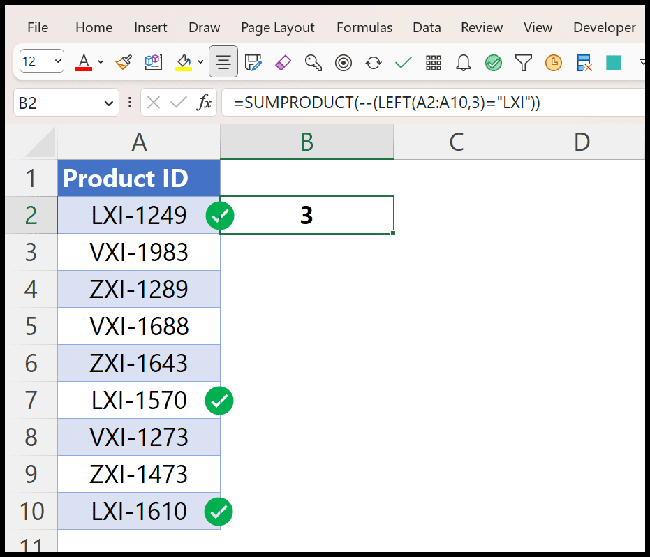 If a cell value starts with a text or a number excel formula 