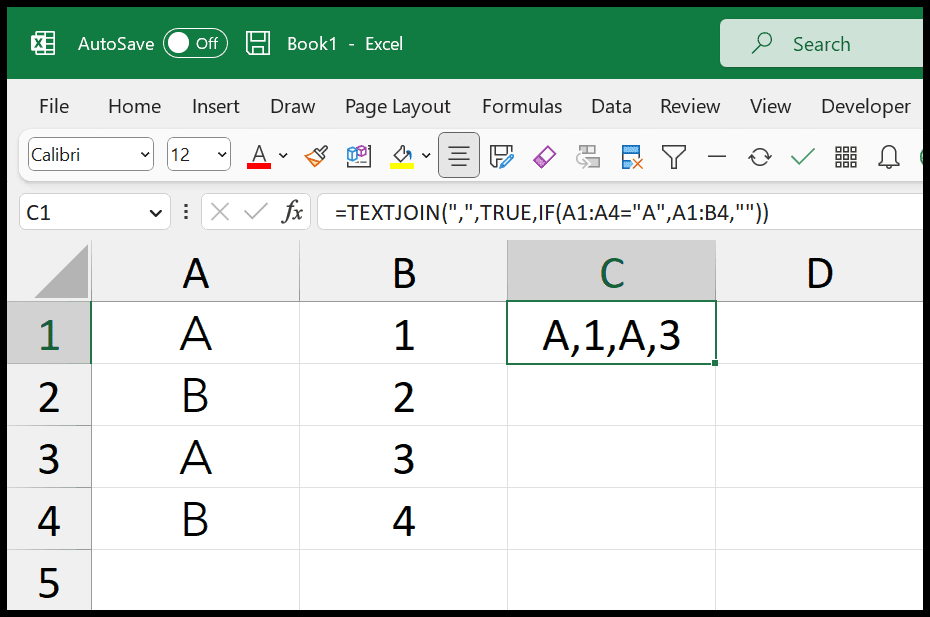 Concatenate if combine with condition excel formula 