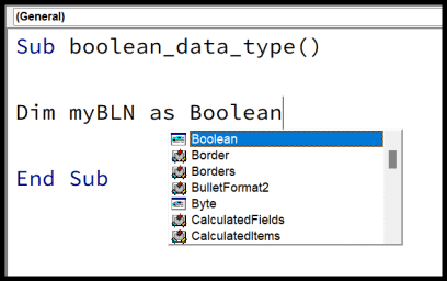 VBA Boolean Data Type